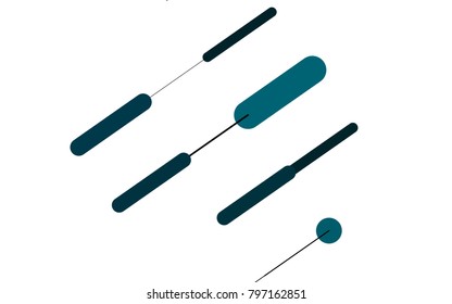 Light BLUE vector cover with rounded stripes. Glitter abstract illustration with colored sticks. The pattern can be used as ads, poster, banner for medicine.