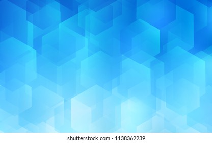 Light BLUE vector cover with set of hexagons. Illustration of colored hexagons on white surface. New template for your brand book.