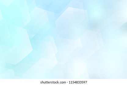 Light BLUE vector cover with set of hexagons. Glitter abstract illustration in hexagonal style. Beautiful design for your business advert.