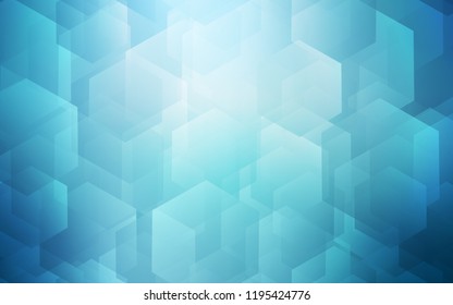 Light BLUE vector cover with set of hexagons. Illustration of colored hexagons on white surface. Pattern for ads, leaflets.