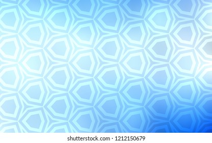 Light BLUE vector cover with set of hexagons. Blur background with colorful hexagons. Design for website posters, banners.