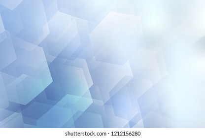 Light BLUE vector cover with set of hexagons. Illustration of colored hexagons on white surface. Pattern can be used for landing pages.