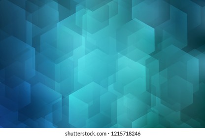 Light BLUE vector cover with set of hexagons. Illustration with set of colorful hexagons. Pattern for ads, leaflets.
