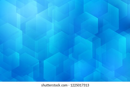 Light BLUE vector cover with set of hexagons. Illustration of colored hexagons on white surface. Pattern can for your ad, booklets.
