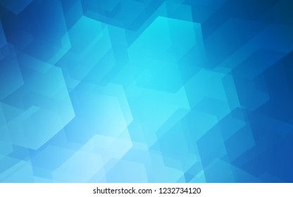 Light BLUE vector cover with set of hexagons. Colorful hexagons on white backdrop. Pattern can be used for landing pages.