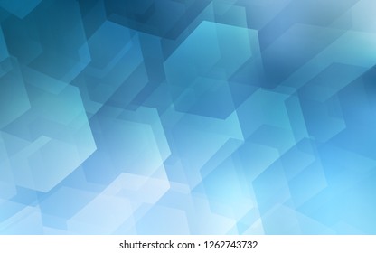 Light BLUE vector cover with set of hexagons. Colorful hexagons on white backdrop. Pattern can be used for landing pages.