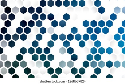 Light BLUE vector cover with set of hexagons. Colorful hexagons on white backdrop. Pattern can be used for landing pages.