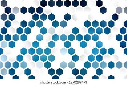 Light BLUE vector cover with set of hexagons. Illustration of colored hexagons on white surface. Pattern for texture of wallpapers.