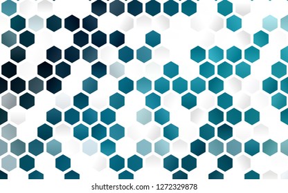 Light BLUE vector cover with set of hexagons. Illustration with set of colorful hexagons. New design for website's poster, banner.