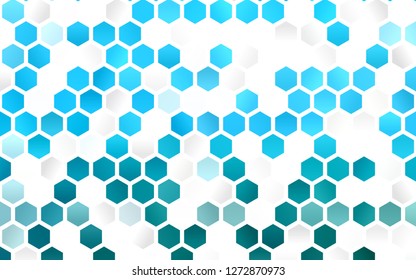 Light BLUE vector cover with set of hexagons. Glitter abstract illustration in hexagonal style. New template for your brand book.