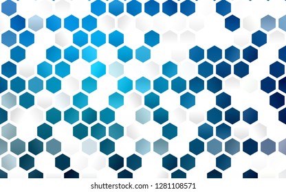 Light BLUE vector cover with set of hexagons. Design in abstract style with hexagons. Pattern can for your ad, booklets.