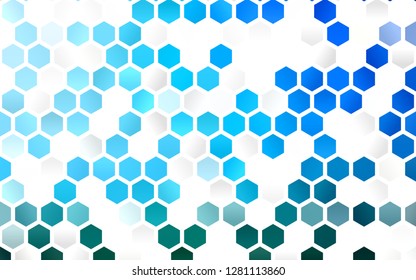 Light BLUE vector cover with set of hexagons. Illustration of colored hexagons on white surface. New template for your brand book.