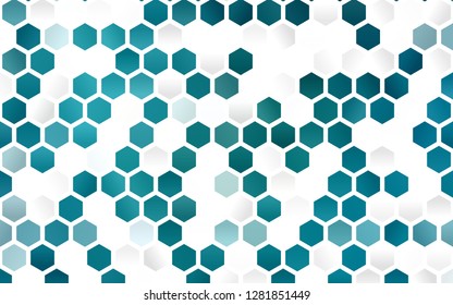 Light BLUE vector cover with set of hexagons. Illustration of colored hexagons on white surface. Pattern for texture of wallpapers.
