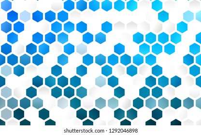 Light BLUE vector cover with set of hexagons. Design in abstract style with hexagons. Pattern for ads, leaflets.