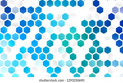 Light BLUE vector cover with set of hexagons. Glitter abstract illustration in hexagonal style. Pattern for ads, leaflets.
