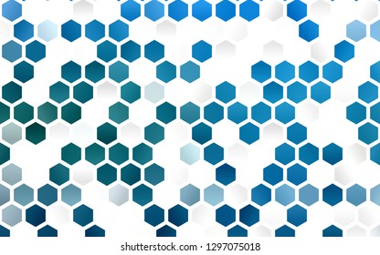 Light BLUE vector cover with set of hexagons. Design in abstract style with hexagons. Pattern can be used for landing pages.