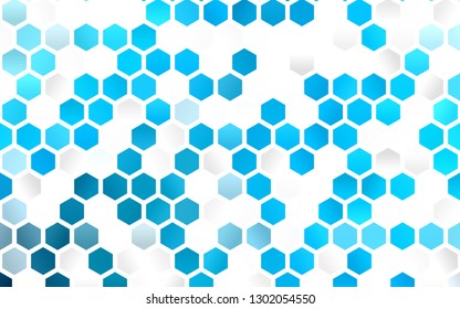 Light BLUE vector cover with set of hexagons. Design in abstract style with hexagons. Pattern for texture of wallpapers.