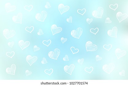 Light BLUE vector cover with Shining hearts. Illustration with hearts in love concept for valentine's day. Pattern can be used for valentine's ad, booklets.