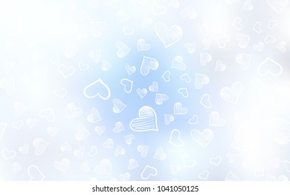 Light BLUE vector cover with Shining hearts. Illustration with hearts in love concept for valentine's day. Pattern for marriage gifts, congratulations.