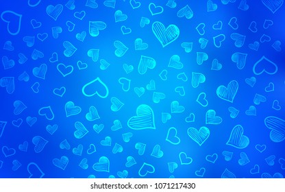 Light BLUE vector cover with Shining hearts. Illustration with hearts in love concept for valentine's day. Design for ad, poster, banner of Valentine Day.