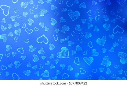 Light BLUE vector cover with Shining hearts. Illustration with hearts in love concept for valentine's day. Beautiful design for your business advert of anniversary.