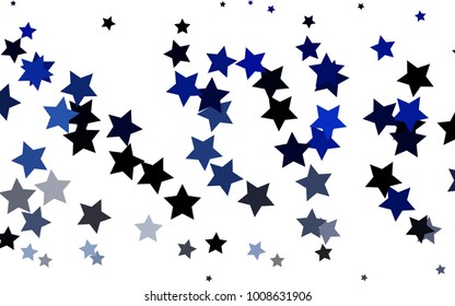 Light BLUE vector cover with small and big stars. Glitter abstract illustration with colored stars. Smart design for your business advert.