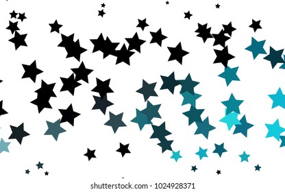 Light BLUE vector cover with small and big stars. Shining colored illustration with stars. The template can be used as a background.