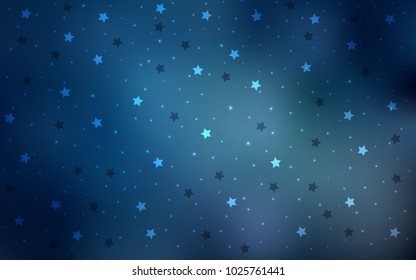 Light BLUE vector cover with small and big stars. Shining colored illustration with stars. The template can be used as a background.