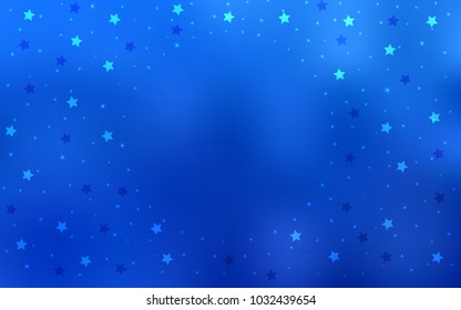 Light BLUE vector cover with small and big stars. Blurred decorative design in simple style with stars. The pattern can be used for new year ad, booklets.