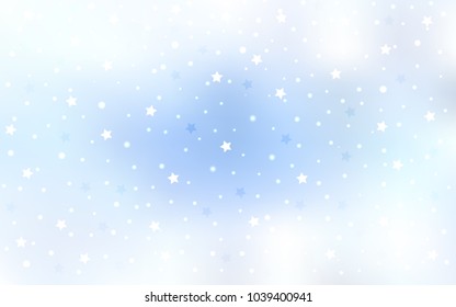 Light BLUE vector cover with small and big stars. Blurred decorative design in simple style with stars. The pattern can be used for new year ad, booklets.
