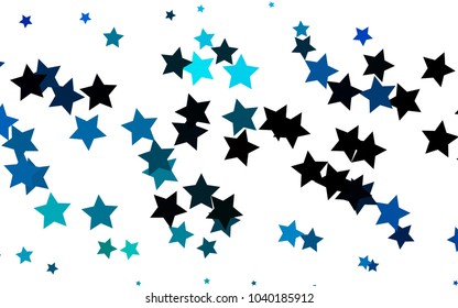 Light BLUE vector cover with small and big stars. Blurred decorative design in simple style with stars. The pattern can be used for websites.