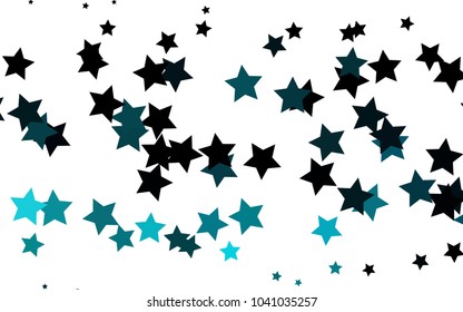 Light BLUE vector cover with small and big stars. Decorative shining illustration with stars on abstract template. The pattern can be used for new year ad, booklets.