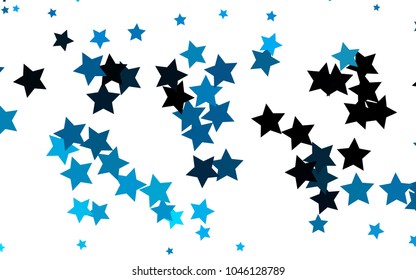 Light BLUE vector cover with small and big stars. Glitter abstract illustration with colored stars. Best design for your ad, poster, banner.