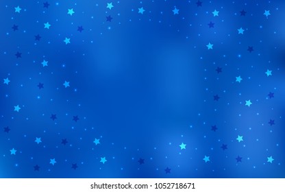 Light BLUE vector cover with small and big stars. Decorative shining illustration with stars on abstract template. Best design for your ad, poster, banner.