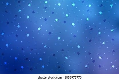 Light BLUE vector cover with small and big stars. Modern geometrical abstract illustration with stars. The pattern can be used for new year ad, booklets.