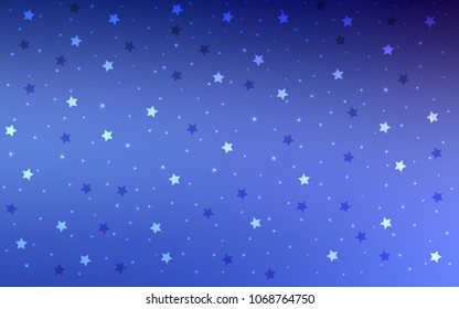 Light BLUE vector cover with small and big stars. Decorative shining illustration with stars on abstract template. The template can be used as a background.