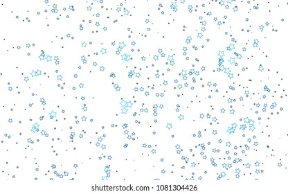 Light BLUE vector cover with small and big stars. Shining colored illustration with stars. The template can be used as a background.