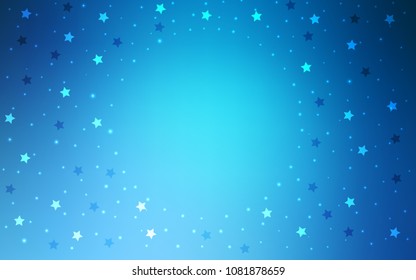 Light BLUE vector cover with small and big stars. Modern geometrical abstract illustration with stars. The template can be used as a background.