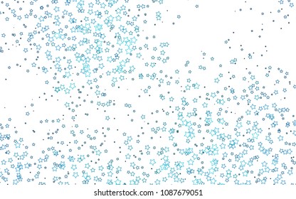 Light BLUE vector cover with small and big stars. Glitter abstract illustration with colored stars. Smart design for your business advert.
