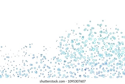 Light BLUE vector cover with small and big stars. Glitter abstract illustration with colored stars. Best design for your ad, poster, banner.