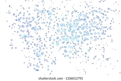 Light BLUE vector cover with small and big stars. Blurred decorative design in simple style with stars. Smart design for your business advert.