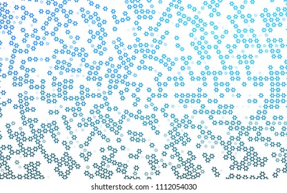 Light BLUE vector cover with small and big stars. Stars on blurred abstract background with gradient. Best design for your ad, poster, banner.