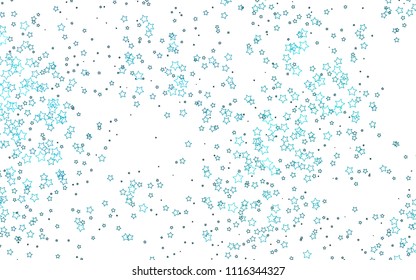 Light BLUE vector cover with small and big stars. Stars on blurred abstract background with gradient. The template can be used as a background.