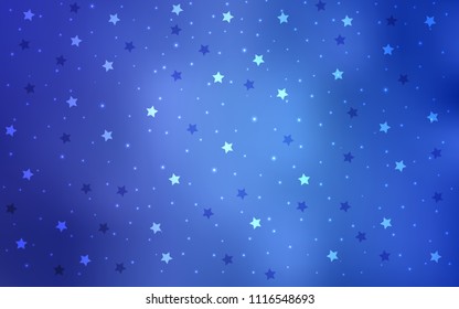 Light BLUE vector cover with small and big stars. Modern geometrical abstract illustration with stars. Smart design for your business advert.