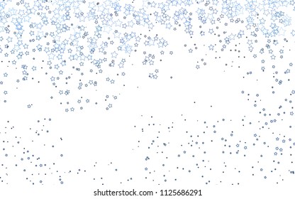 Light BLUE vector cover with small and big stars. Glitter abstract illustration with colored stars. Best design for your ad, poster, banner.
