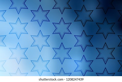 Light BLUE vector cover with small and big stars. Glitter abstract illustration with colored stars. Best design for your ad, poster, banner.