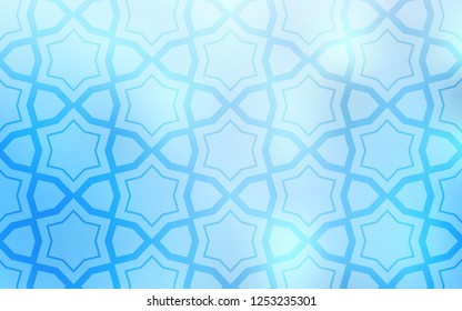 Light BLUE vector cover with small and big stars. Stars on blurred abstract background with gradient. Best design for your ad, poster, banner.