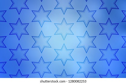 Light BLUE vector cover with small and big stars. Blurred decorative design in simple style with stars. Template for sell phone backgrounds.