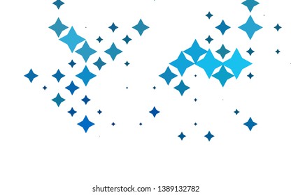 Light BLUE vector cover with small and big stars. Stars on blurred abstract background with gradient. The template can be used as a background.