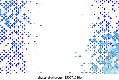 Light BLUE vector cover with small and big stars. Decorative shining illustration with stars on abstract template. The template can be used as a background.
